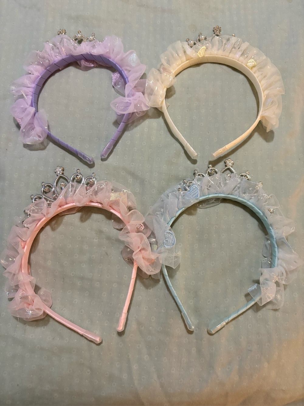 Kids Tiara Headband Set - Pastel Pink, Blue, Purple & Cream